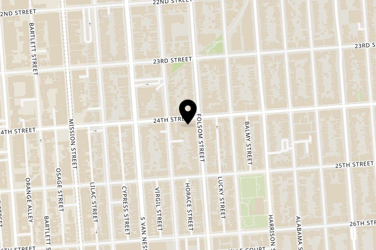 Map showing the location of Bir Kitchen on 3111 24th St in San Francisco